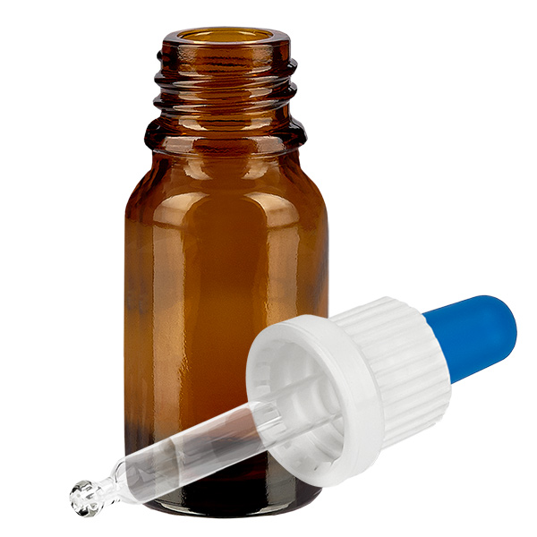 10ml Pipettenflasche weiß/blau Originalitätsverschluss BrownLine UT18/10