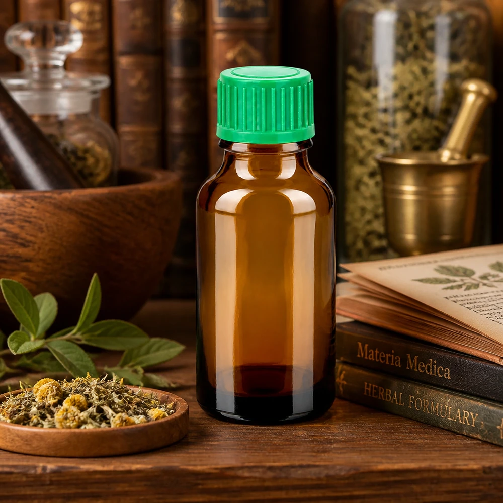 Versatile flacone contagocce da 20 ml con tappo verde per tinture, estratti e integratori liquidi