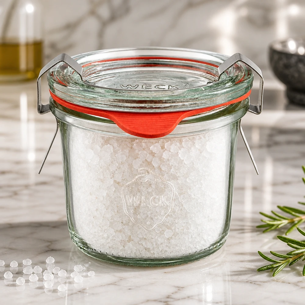 Barattolo WECK da 80 ml per la conservazione del sale, con coperchio in vetro originale e guarnizione