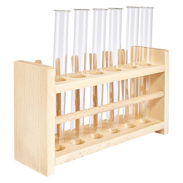 Portaprovette in legno con 6 provette più borosilicato 160x16 Portaprovette in legno con 6 provette più borosilicato 160x16