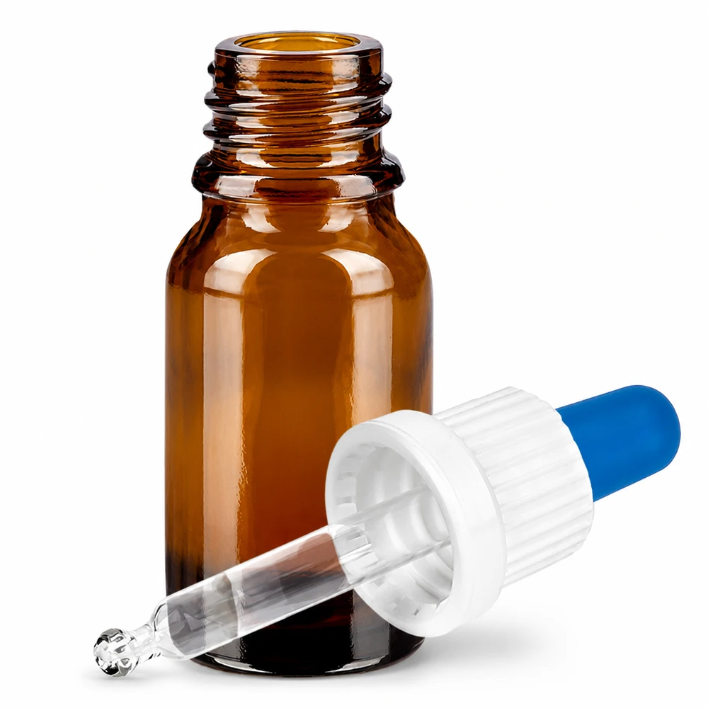 10ml Pipettenflasche weiß/blau Originalitätsverschluss BrownLine UT18/10 Hochwertige 10ml Pipettenflasche braun mit präzisem Tropfsystem für Flüssigstoffe