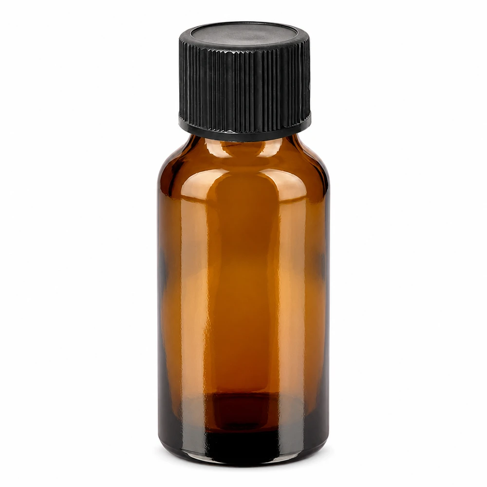 Flacone dosatore compatto in vetro ambrato da 20 ml per cosmetici e aromaterapia