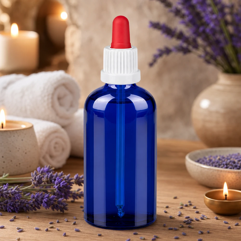 Flacone per pipette da 100 ml bianco/rosso OV BlueLine UT18/100 Bottiglia da laboratorio 100ml in blu con attacco per il dosaggio preciso per applicazioni scientifiche