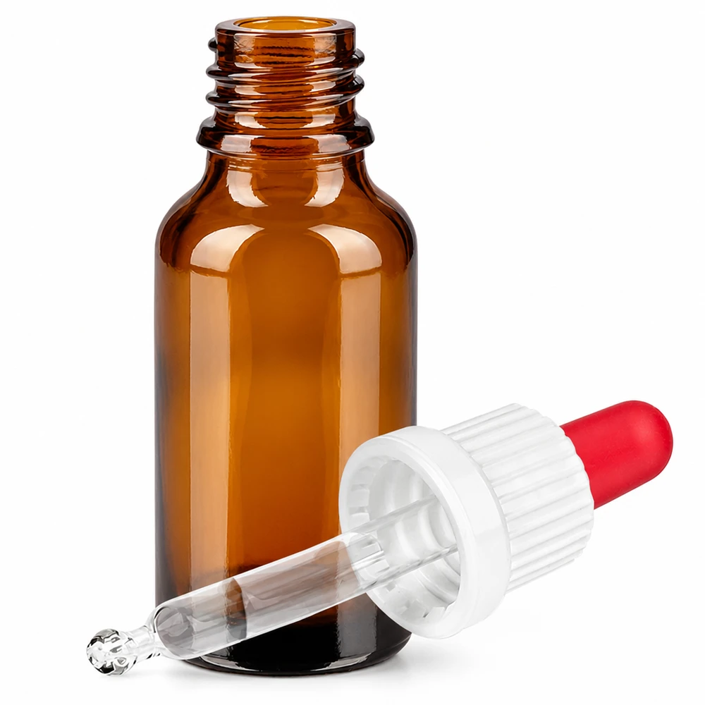 20ml Pipettenflasche weiß/rot Originalitätsverschluss BrownLine UT18/20 Kompakte 20ml Braunglasflasche mit Pipettenaufsatz perfekt für mobile Anwendungen unterwegs
