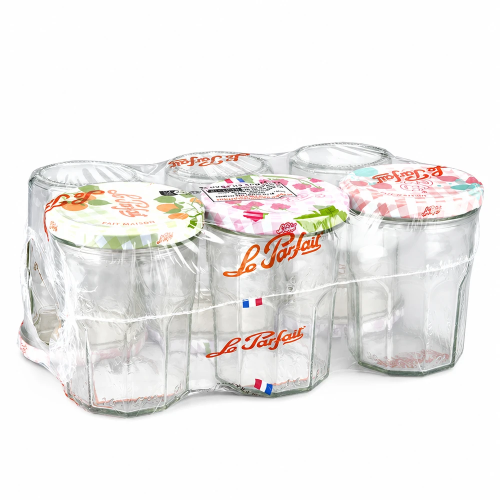 Le Parfait® Jam 385 ml Ø82 mm vaso marmellata Bicchierini da marmellata Le Parfait da 385 ml in confezione da 6 con coperchi a vite colorati e termoretraibili