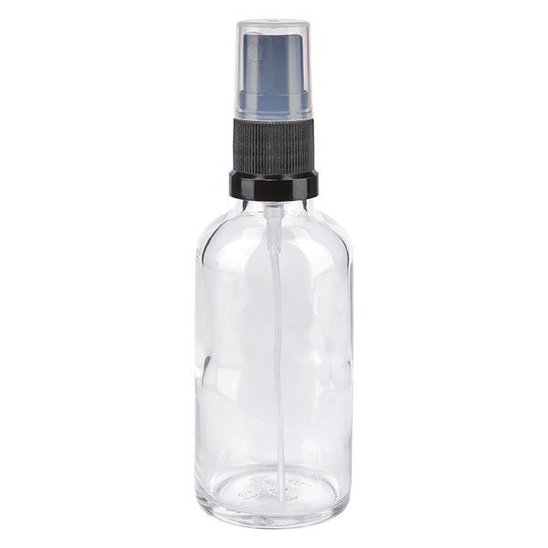 Apothekenflasche klar 50ml Sprayaufsatz schwarz