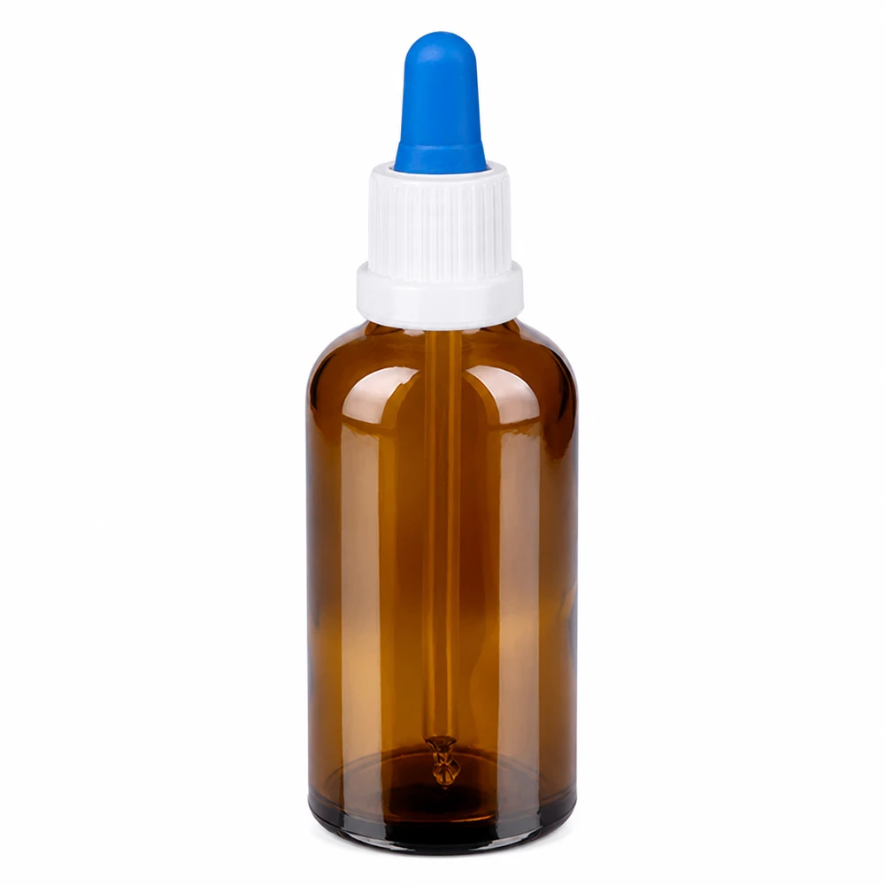 50ml Pipettenflasche weiß/blau Originalitätsverschluss BrownLine UT18/50 Tropfflasche 50ml braun für ätherische Öle und lichtempfindliche Substanzen