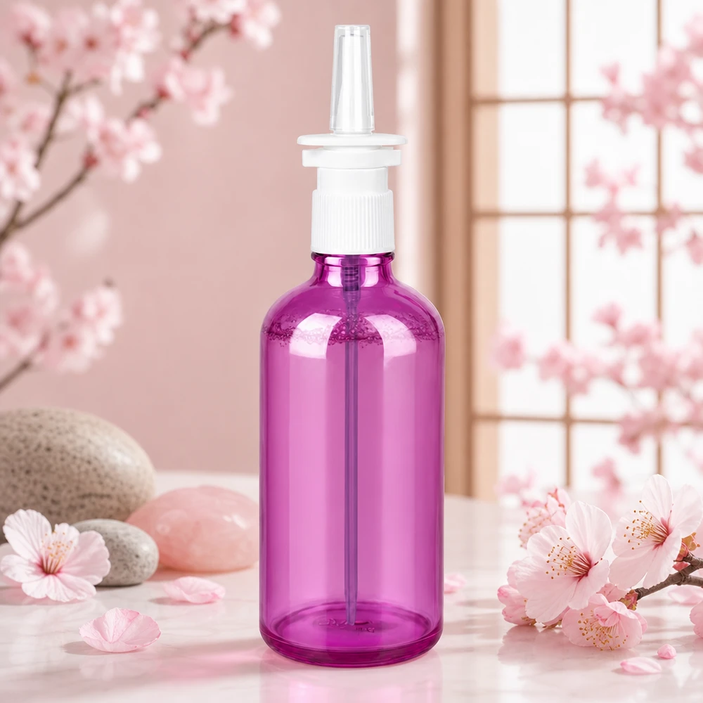 100ml Nasensprayflasche weiß/transparent Standard PurpleLine UT18/100 Stilvolle violette 100ml Pumpflasche mit zuverlässiger Sprühfunktion für tägliche Nasenpflege STD