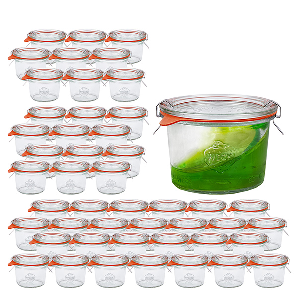 Set di 48 bicchieri Weck da 80 ml con 48 coperchi di vetro, 48