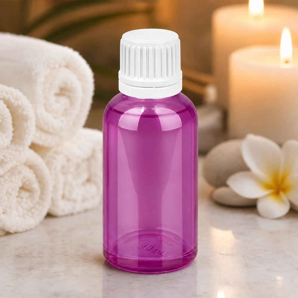 30ml Flasche 11mm Schraubverschluss weiss Originalität Schraubverschlusserschluss PurpleLine UT18/30 30ml Flasche in stilvollem Violett mit weißem Schraubdeckel für Massage und Entspannungsöle