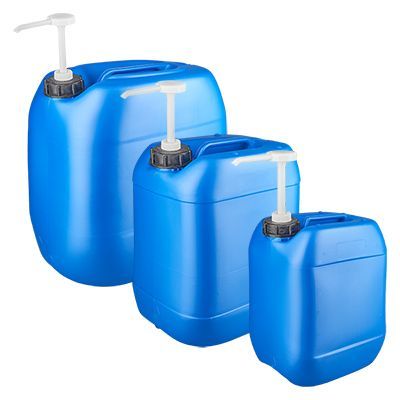 Kanister blau mit Dosierpumpe